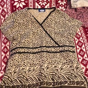 Animal print doctor scrub.